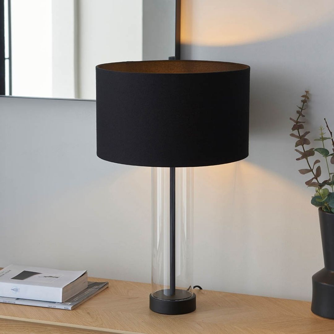 Lessina Matte Black & Glass Touch Table Lamp