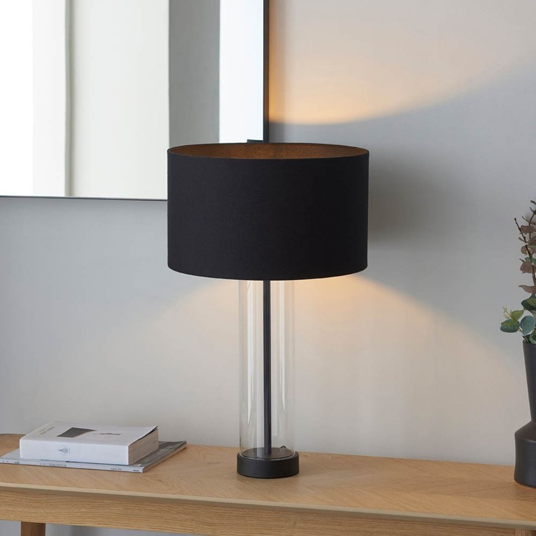 Lessina Matte Black & Glass Touch Table Lamp