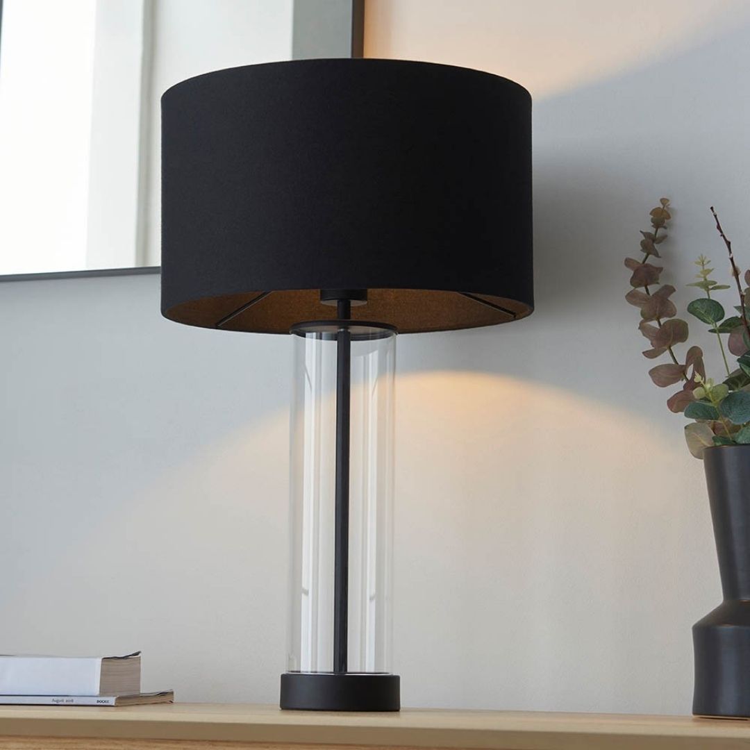 Lessina Matte Black & Glass Touch Table Lamp