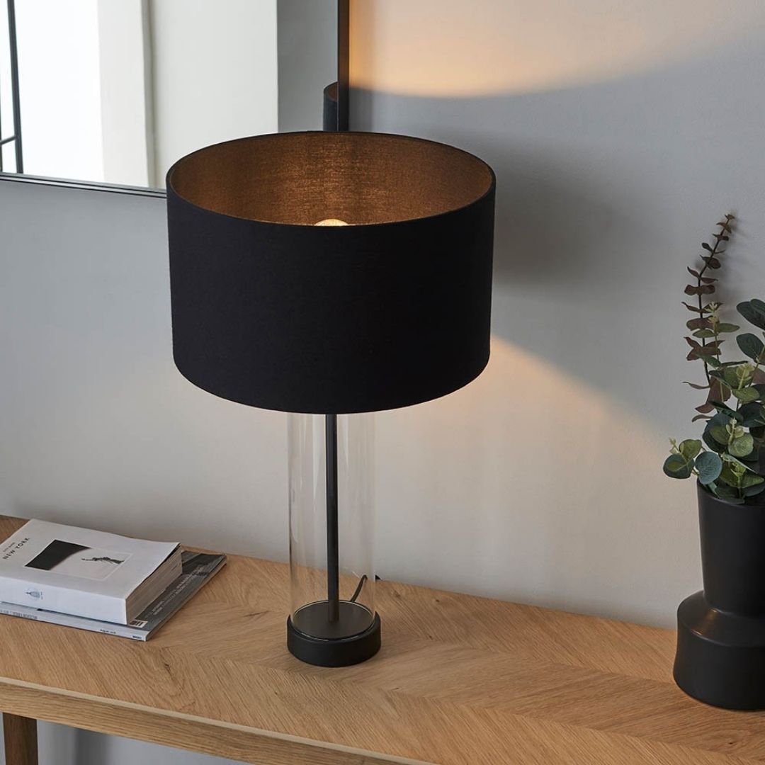 Lessina Matte Black & Glass Touch Table Lamp