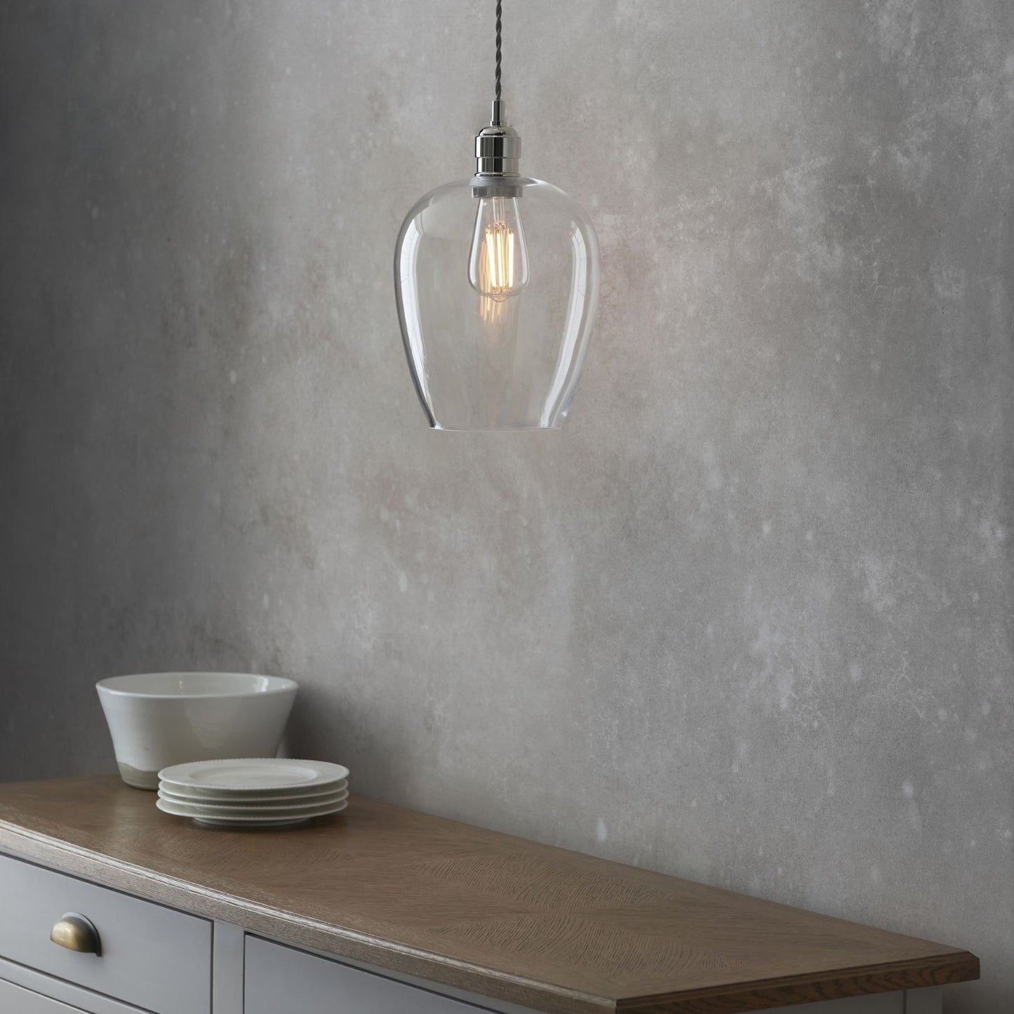 Stourton Nickel & Glass Pendant Ceiling Light