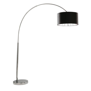 Giant Arc Polished Chrome Floor Lamp with Black Shade