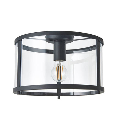 Hopton 1 Light Matte Black Flush Ceiling Light