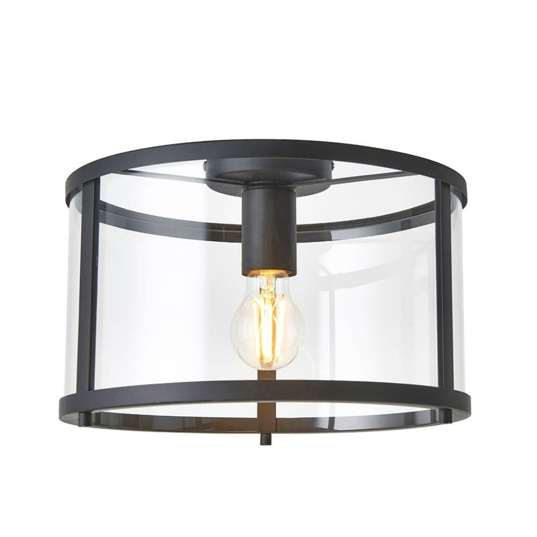 Hopton 1 Light Matte Black Flush Ceiling Light