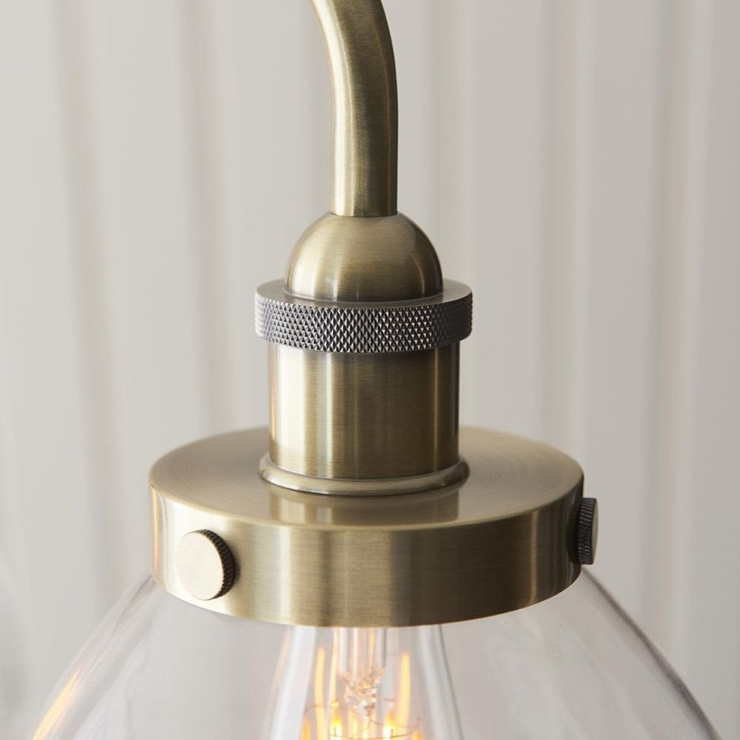 Hansen 3 Light Antique Brass & Glass Pendant Bar