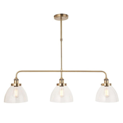 Hansen 3 Light Antique Brass & Glass Pendant Bar