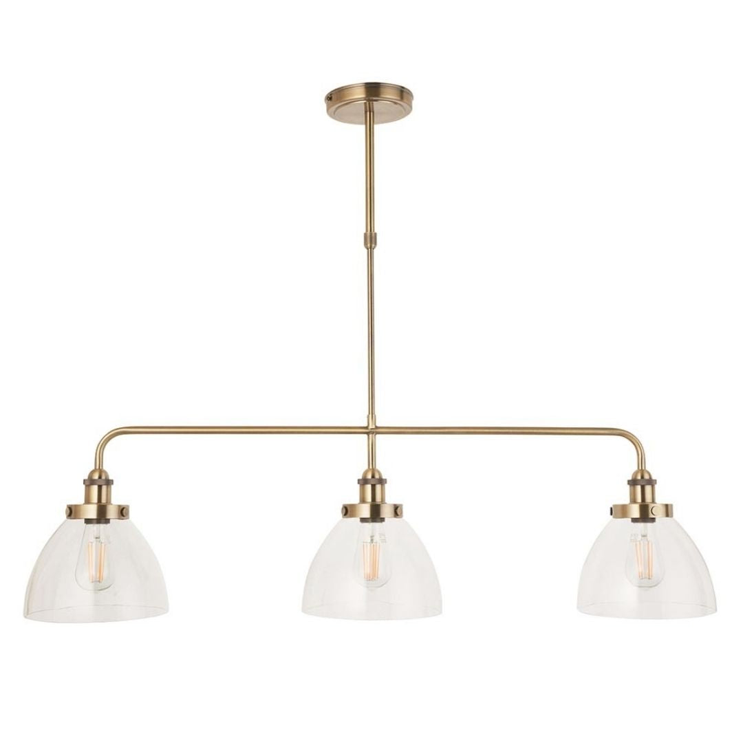 Hansen 3 Light Antique Brass & Glass Pendant Bar