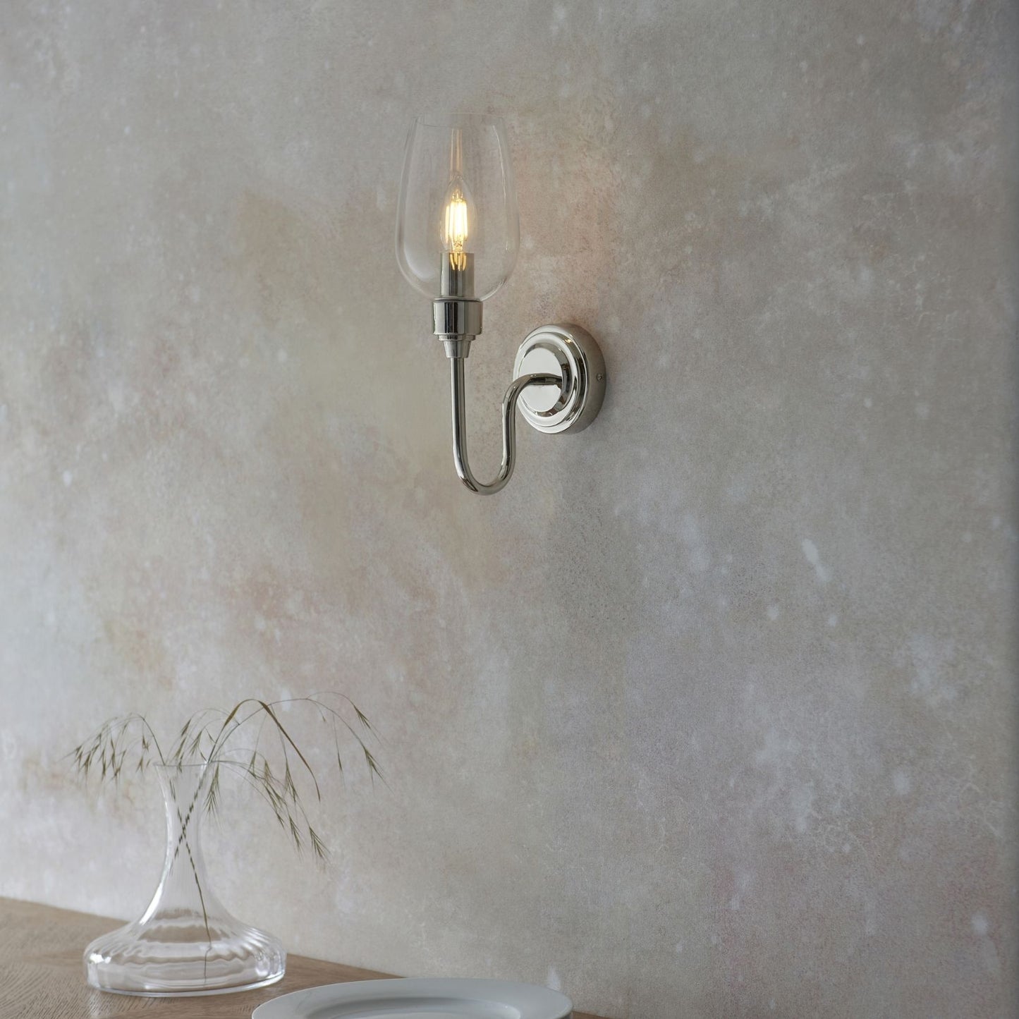 Stourton Nickel & Glass Wall Light