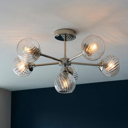 Allegra 6 Light Semi Flush Silver Ceiling Light