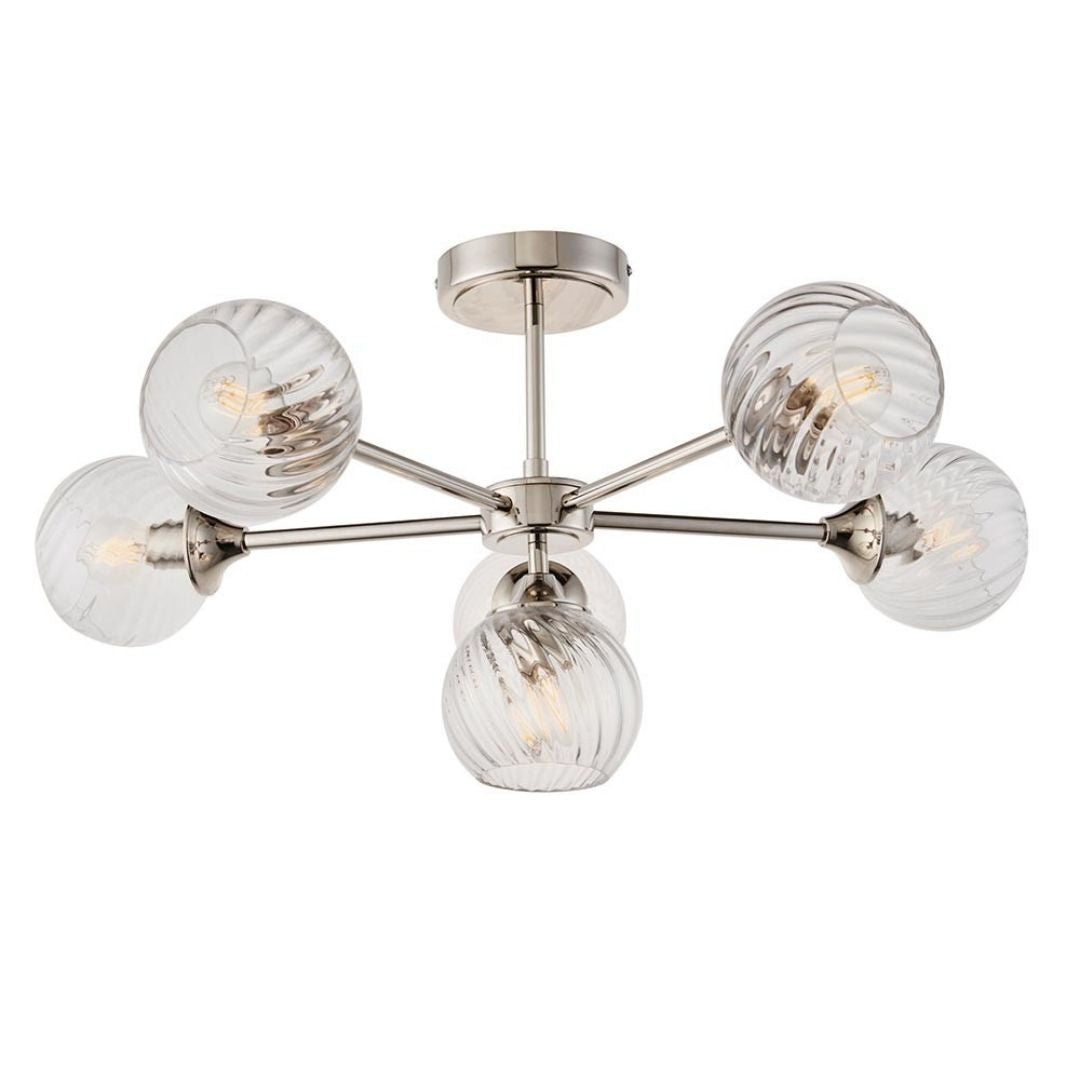 Allegra 6 Light Semi Flush Silver Ceiling Light