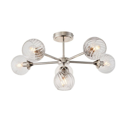 Allegra 6 Light Semi Flush Silver Ceiling Light