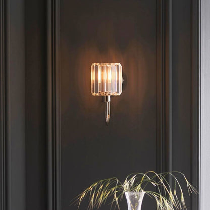 Berenice Silver Wall Light with Faceted Glass Shade