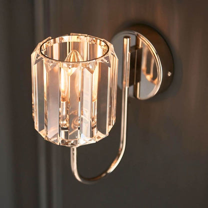 Berenice Silver Wall Light with Faceted Glass Shade