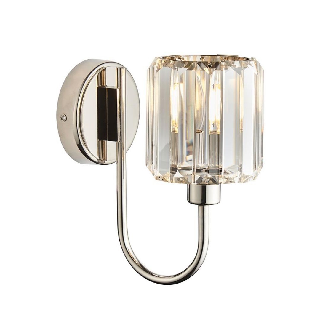 Berenice Silver Wall Light with Faceted Glass Shade