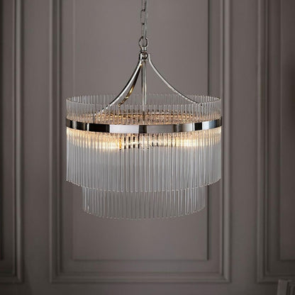 Marietta 5 Light Bright Nickel & Glass Pendant Ceiling Light