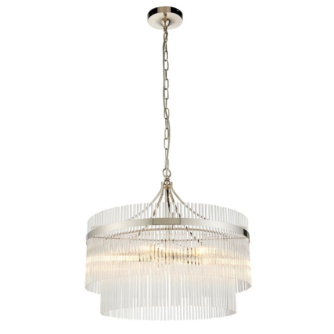 Marietta 5 Light Bright Nickel & Glass Pendant Ceiling Light