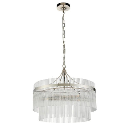 Marietta 5 Light Bright Nickel & Glass Pendant Ceiling Light