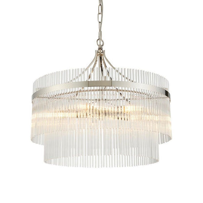 Marietta 5 Light Bright Nickel & Glass Pendant Ceiling Light