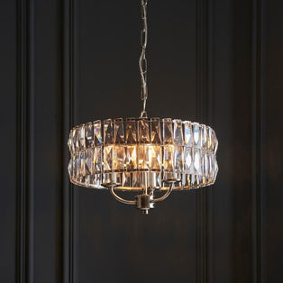 Clifton 3 Light Nickel & Crystal Pendant Ceiling Light