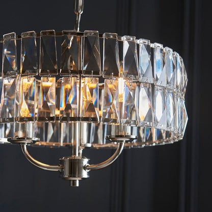 Clifton 3 Light Nickel & Crystal Pendant Ceiling Light