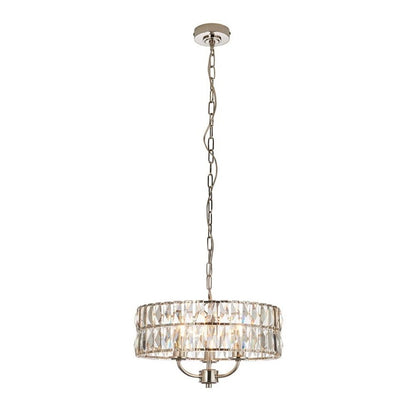 Clifton 3 Light Nickel & Crystal Pendant Ceiling Light