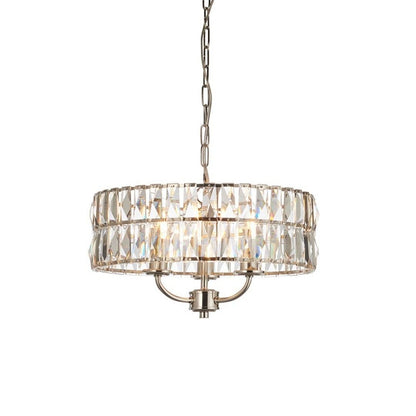 Clifton 3 Light Nickel & Crystal Pendant Ceiling Light