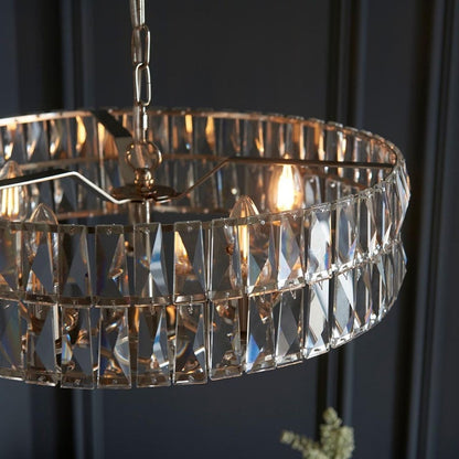 Clifton 5 Light Nickel & Crystal Pendant Ceiling Light