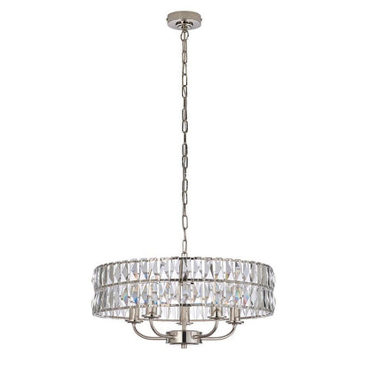 Clifton 5 Light Nickel & Crystal Pendant Ceiling Light