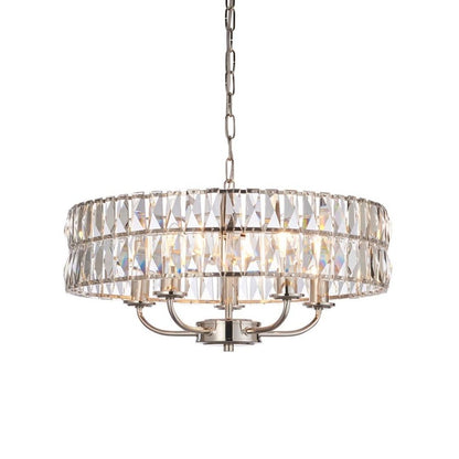 Clifton 5 Light Nickel & Crystal Pendant Ceiling Light