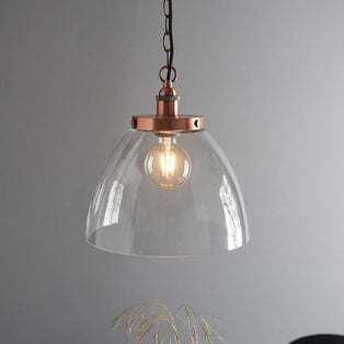 Hansen Copper & Glass Pendant Ceiling Light Large