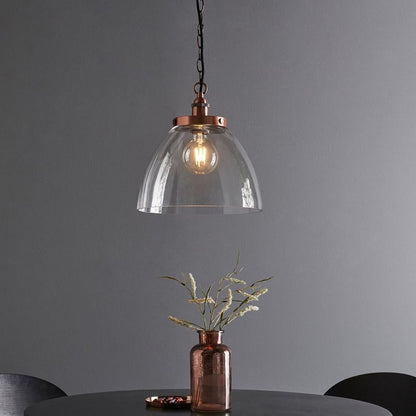 Hansen Copper & Glass Pendant Ceiling Light Large