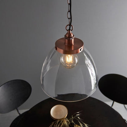 Hansen Copper & Glass Pendant Ceiling Light Large