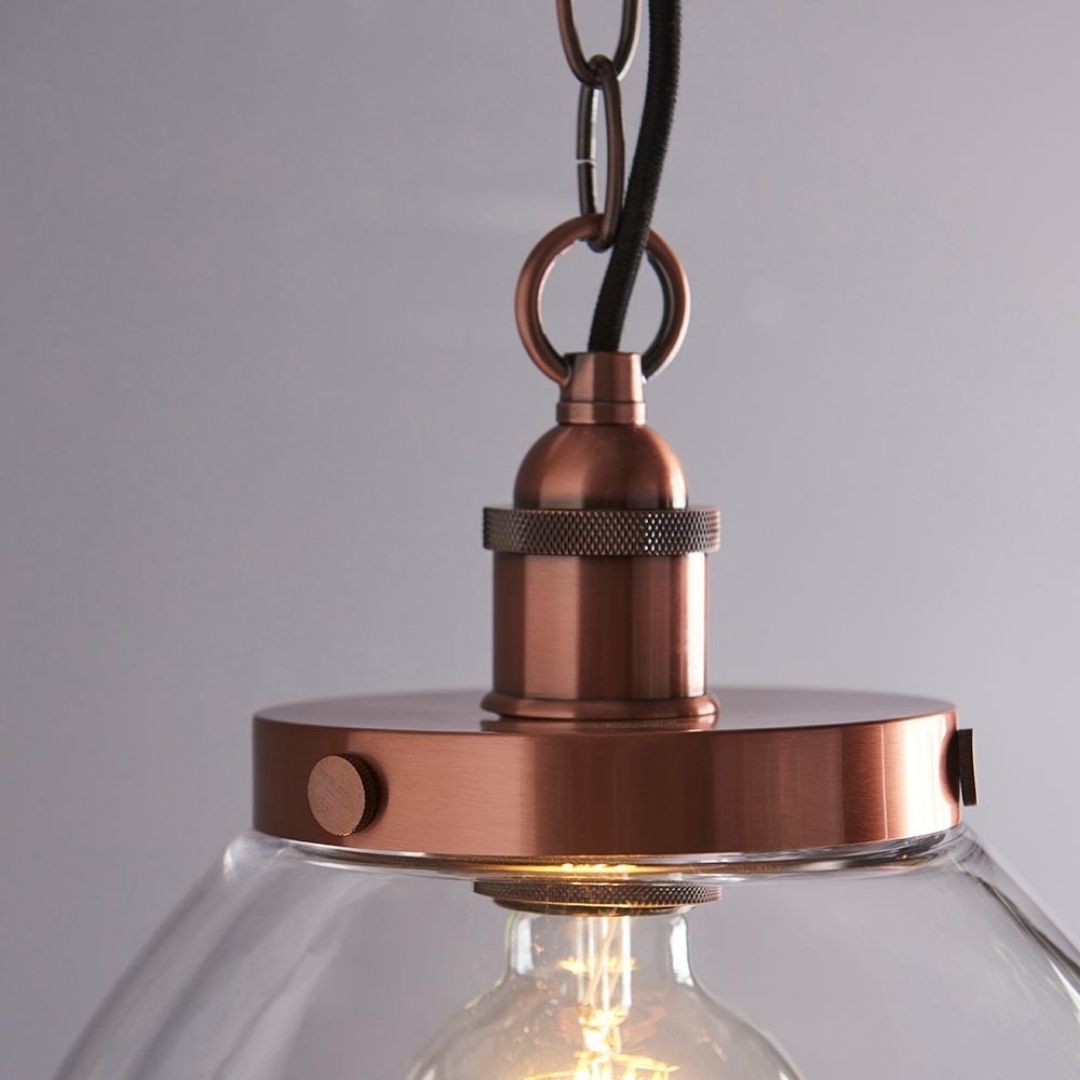 Hansen Copper & Glass Pendant Ceiling Light Large