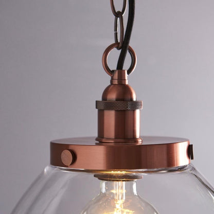 Hansen Copper & Glass Pendant Ceiling Light Large