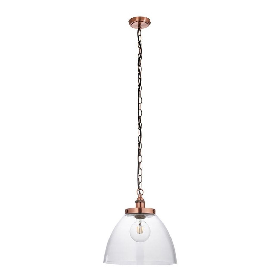 Hansen Copper & Glass Pendant Ceiling Light Large