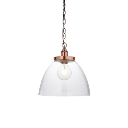 Hansen Copper & Glass Pendant Ceiling Light Large