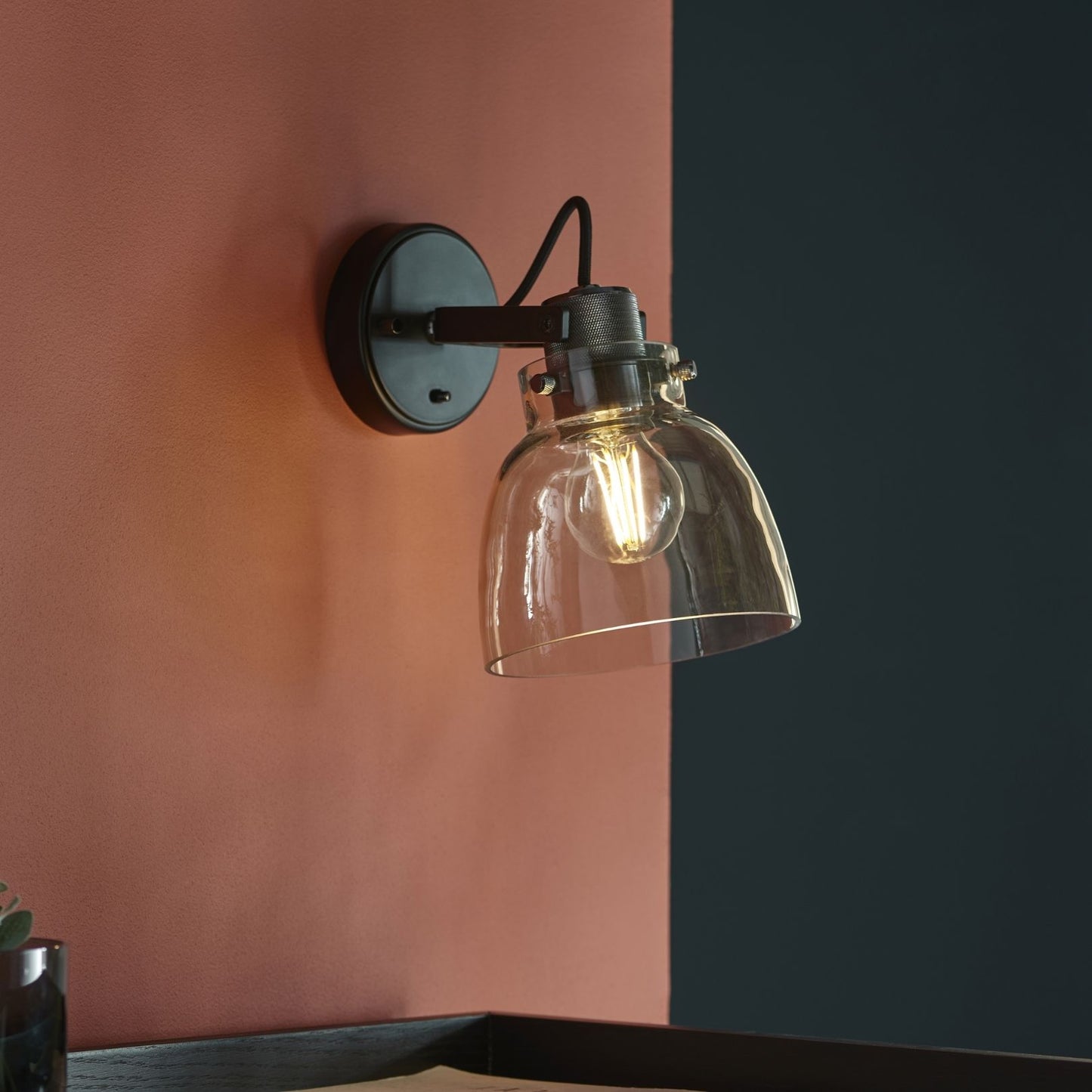 Urban Matte Black & Glass Task Wall Light