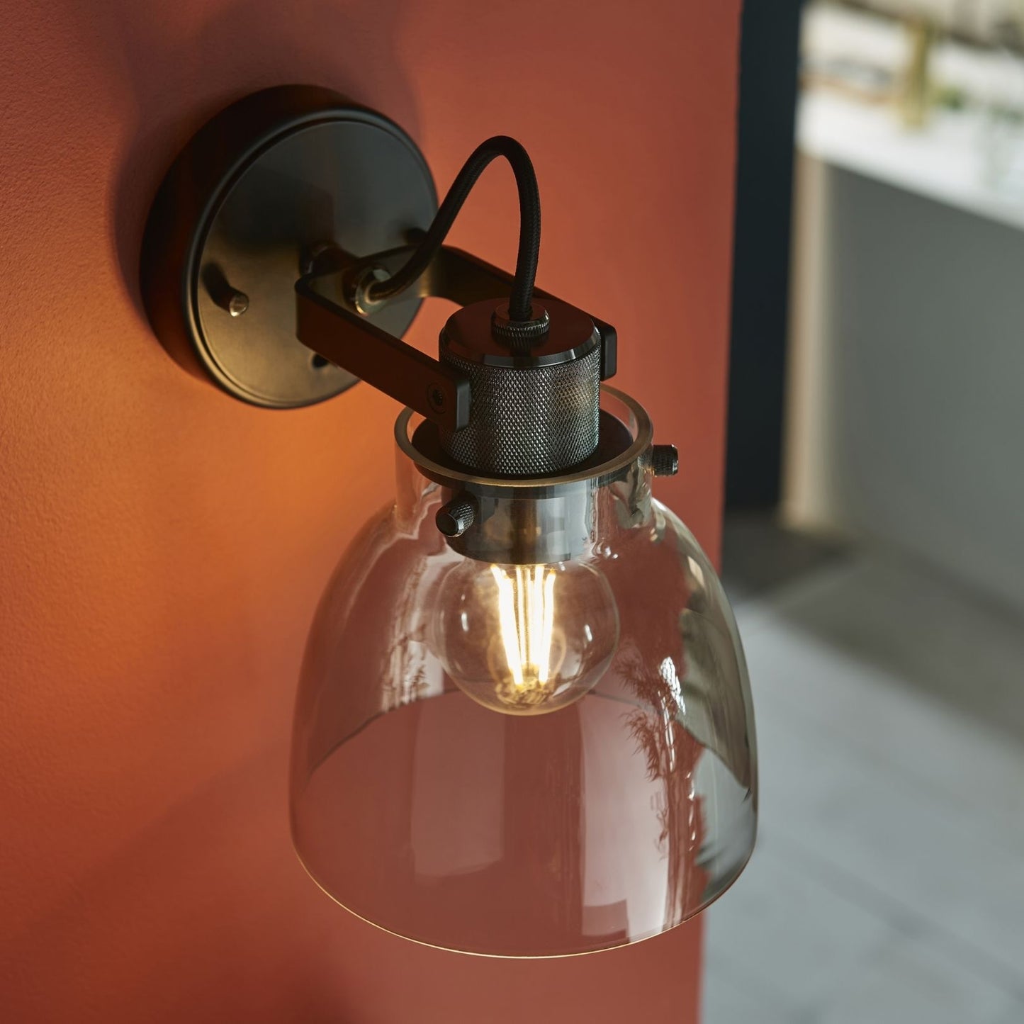 Urban Matte Black & Glass Task Wall Light