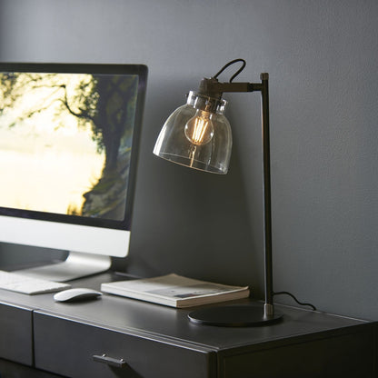 Urban Matte Black & Glass Desk Table Lamp