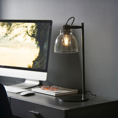 Urban Matte Black & Glass Desk Table Lamp