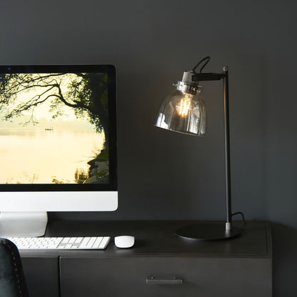 Urban Matte Black & Glass Desk Table Lamp