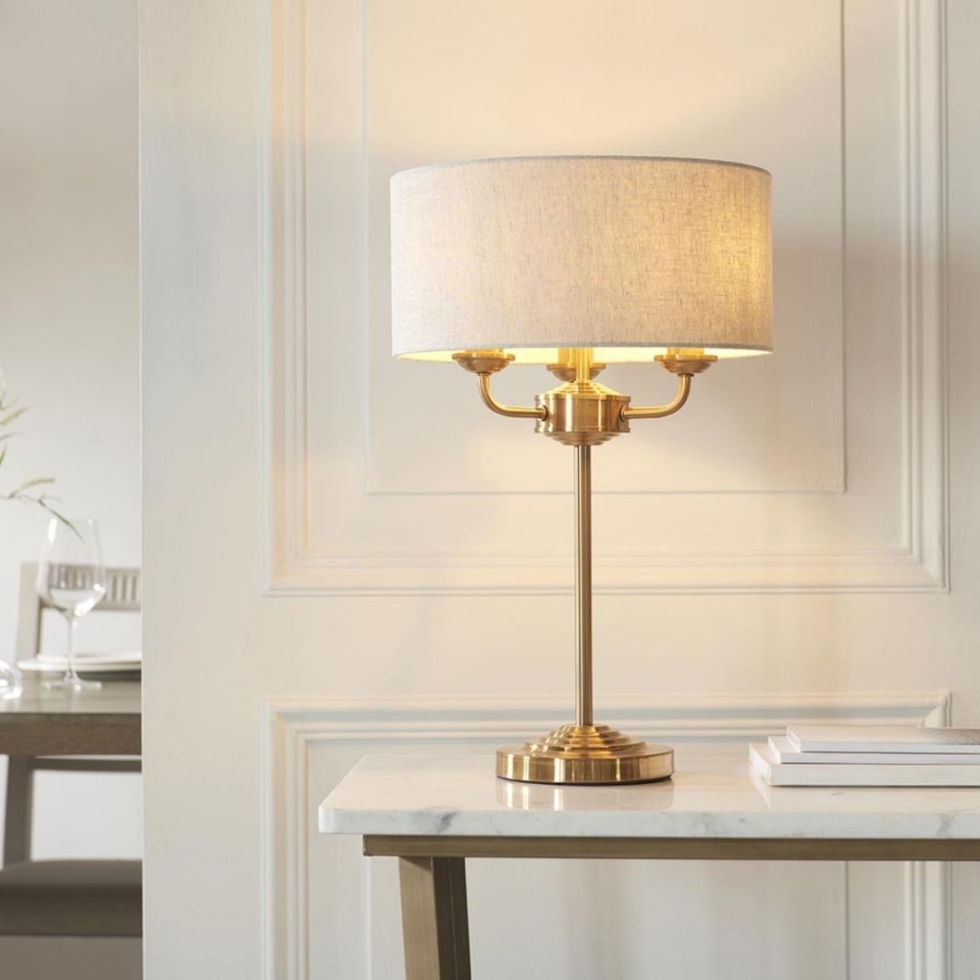 Highclere 3 Light Brass Table Lamp