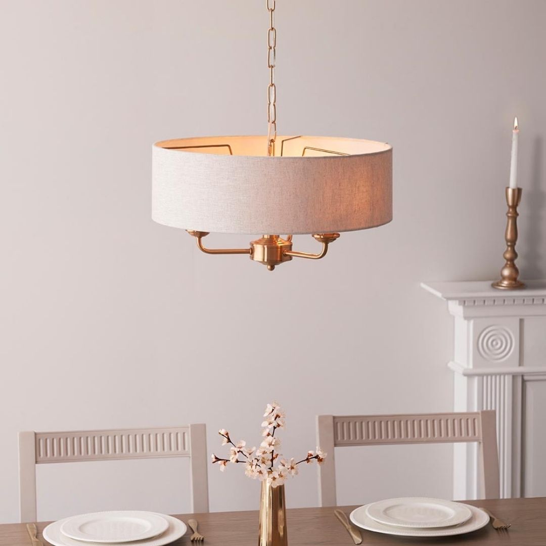 Highclere 3 Light Brass Pendant Ceiling Light