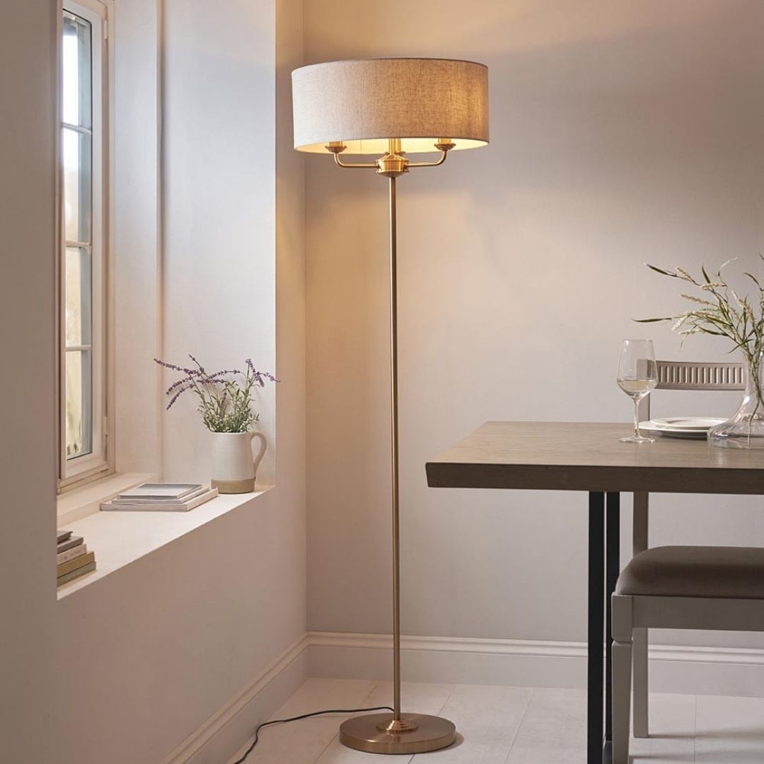 Highclere 3 Light Brass Floor Lamp