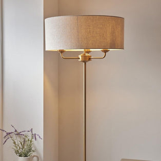 Highclere 3 Light Brass Floor Lamp