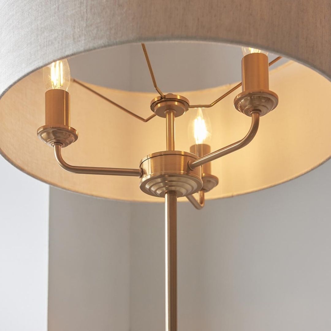 Highclere 3 Light Brass Floor Lamp