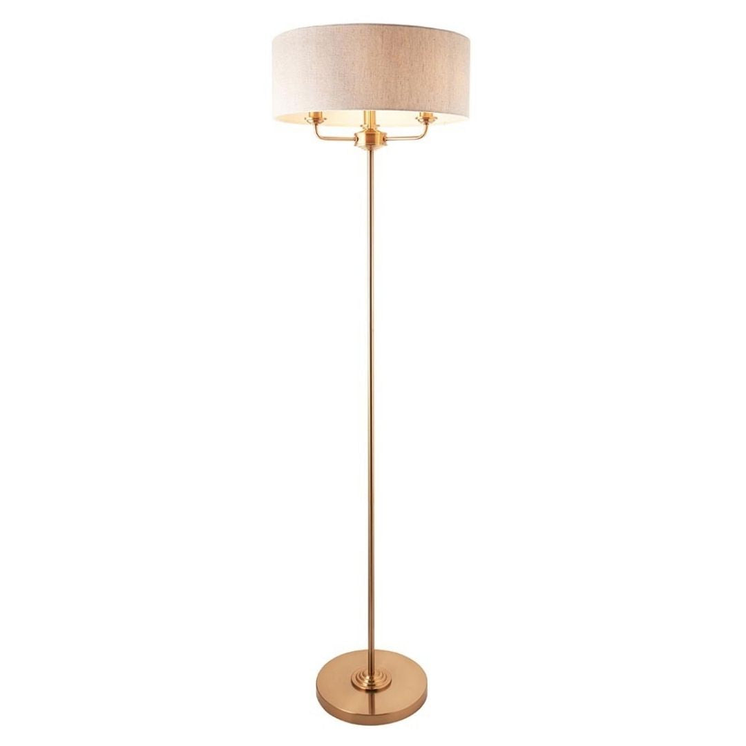 Highclere 3 Light Brass Floor Lamp