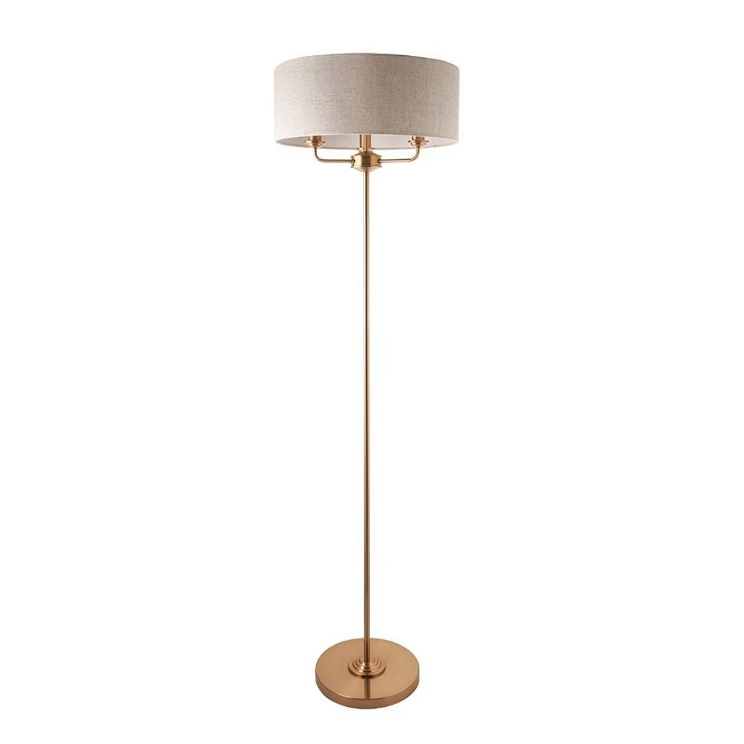 Highclere 3 Light Brass Floor Lamp