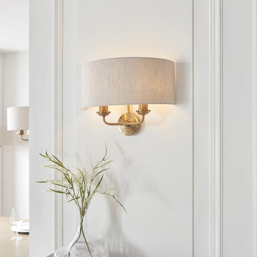 Highclere 2 Light Brass Wall Light