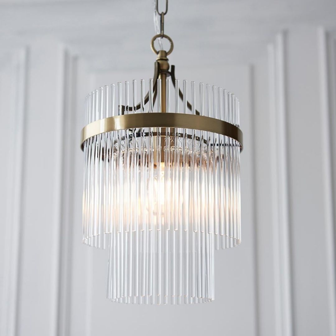 Marietta Antique Brass & Glass Pendant Ceiling Light